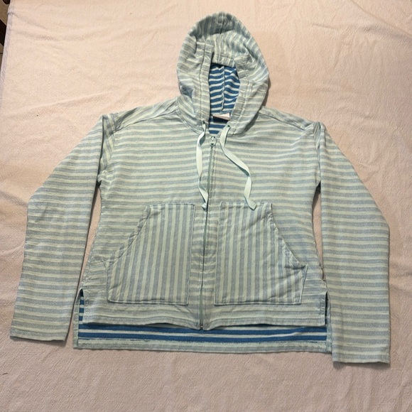 Columbia Jackets & Blazers - Colombia Women's Medium Blue Striped Melody Spring Full Zip Hoodie